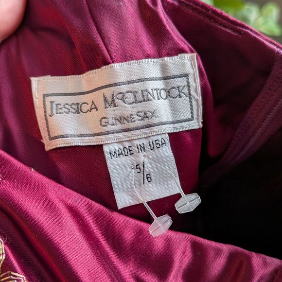 Vintage 90s JM for Gunne Sax Red Ball Gown Floral Embroidery Corset Size 5/6 - Picture 8 of 15